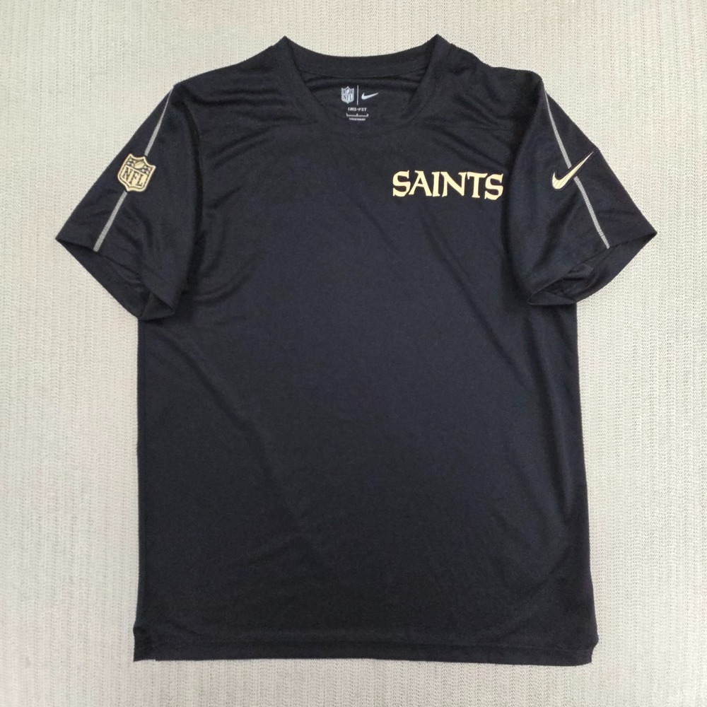 Nike Dri-Fit New Orleans Saints Shirt Mens Large Black Short Sleeve NFL Football